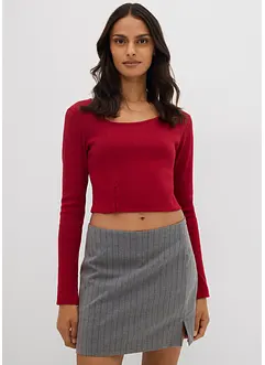 Kort geribd shirt, bonprix