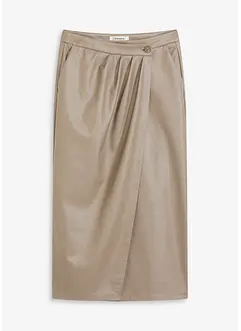 Imitatieleren midirok in wikkellook, bonprix