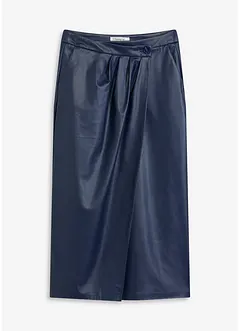 Imitatieleren midirok in wikkellook, bonprix