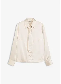 Satijnen blouse met een afneembare strik (2-dlg.), bonprix
