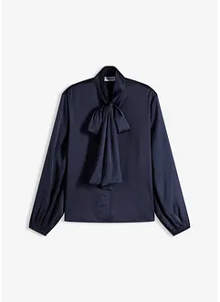 Blouse met strik van soepelvallend satijn, bonprix