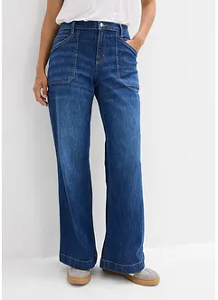 Wide leg jeans mid waist met opgestikte zakken, bonprix