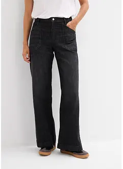 Wide leg jeans mid waist met opgestikte zakken, bonprix