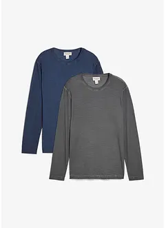 Longsleeve in gewassen look (set van 2), bonprix