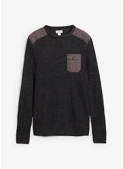 Grof gebreide trui met klepzak, bonprix