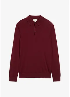 Fijngebreide polo-trui met prachtig merinowol, slim fit, bonprix