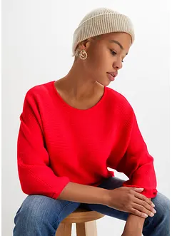 Geribde oversized trui in een viscosemix, bonprix