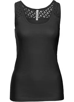 Tanktop met kant van katoen, bonprix