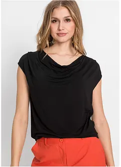 Shirt met watervalhals in een  viscosemix, bonprix