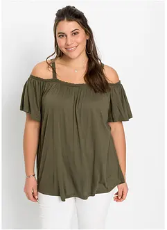 Cold shoulder shirt met kant, bonprix