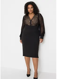 Accentuerende midi jurk met kant, bonprix