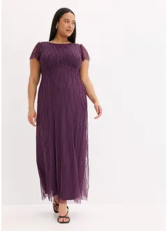 Maxi jurk van delicate tule met parelborduursel, bonprix