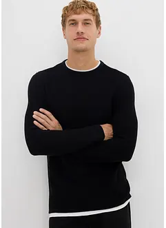 gestructureerde trui in 2-in-1-look van katoenmix, bonprix