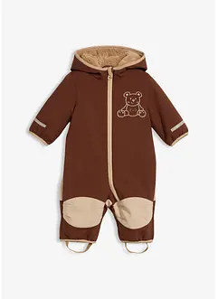 Baby softshell overall met teddyfleece en capuchon, bonprix