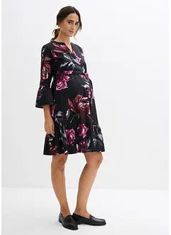 Zwangerschaps- en borstvoedingsblousejurk van zuiver biologisch katoensatijn, bonprix