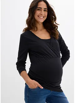 2-in-1 zwangerschapsshirt/voedingsshirt van biologisch katoen (set van 2), bonprix