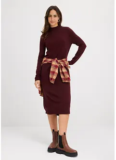 Fijn gebreide jurk met opstaande kraag, bonprix