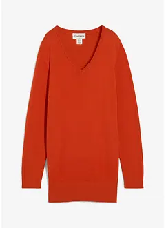Lange basic trui met V-hals, bonprix