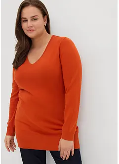 Lange basic trui met V-hals, bonprix