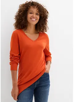 Lange basic trui met V-hals, bonprix