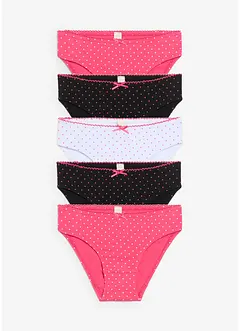 Meisjes slips met satijnen strikje (set van 5), bonprix