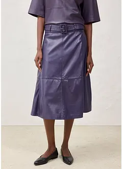 Leren rok van lamsnappa met riem (2-dlg. set), bonprix
