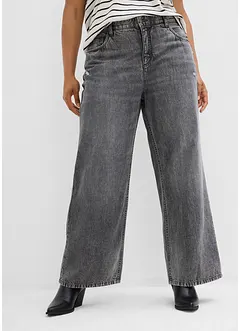 Wide leg jeans, mid waist, low stretch, bonprix