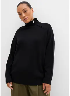 Fijngebreide trui in een viscosemix met opvallend ritsdetail, bonprix