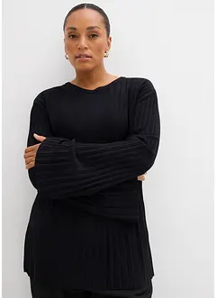 Fijngebreide plissé trui in een viscosemix, bonprix