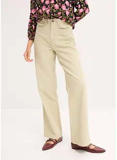 High waist twill broek met opgestikte zakken, bonprix