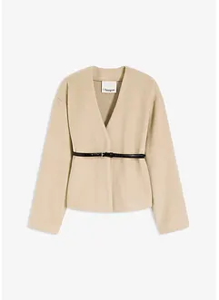 Oversized blazer met riem in wollook, gewatteerd, bonprix