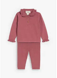 Gebreide trui met volantkraag en legging ( set van 2 stuks), bonprix