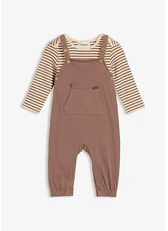 Geribde salopette met body van puur biologisch katoen (2-dlg. set), bonprix