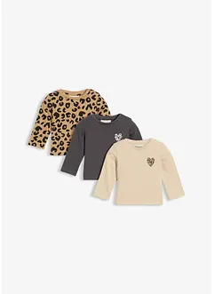 Longshirt van biologisch katoen (set van 3), bonprix