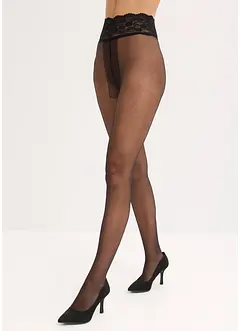 Transparante panty met kant aan de boord, 15 DEN, bonprix