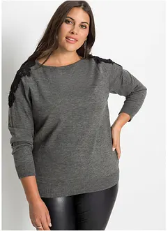 Trui met kant, bonprix