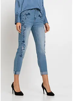 Slim fit jeans met mid waist, cropped, bonprix