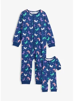 Pyjama onesie en poppen onesie van biologisch katoen (2-dlg. set), bonprix