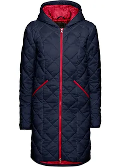 Lange, gewatteerde jas met capucon in twee kleuren, bonprix