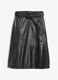 Leren rok van lamsnappa met riem (2-dlg. set), bonprix