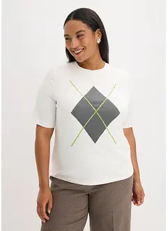 Shirt met halflange mouwen, pailletten en print, bonprix