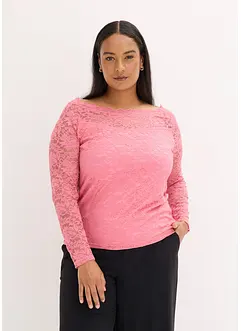 Kanten shirt met lange mouwen, bonprix