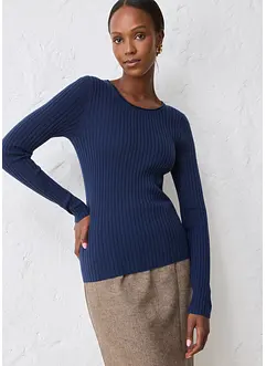 Geribde trui van merinowol, bonprix