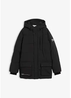 Gewatteerde parka met sportieve details en capuchon, bonprix