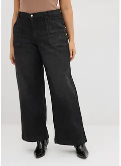 Wide leg jeans mid waist met opgestikte zakken, bonprix