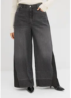 Wide leg jeans high waist met inzetstuk, bonprix