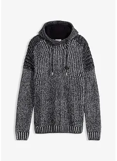 Grof gebreide hoodie met bikerdetails, bonprix