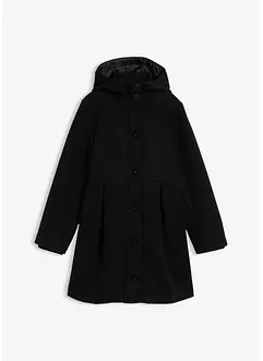 Lange jas met capuchon en stolpplooien, A-lijn, bonprix