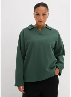 Sweater van biologisch katoen met gebreide polokraag, bonprix