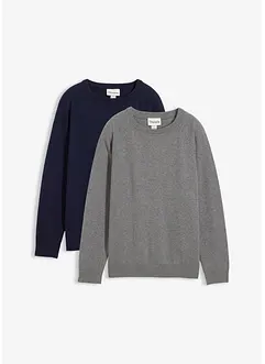 Fijn gebreide trui van puur katoen (set van 2), bonprix